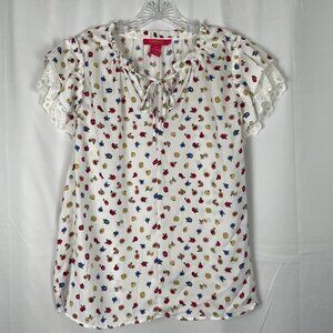 Catherine MaLindrino Floral Cap Sleeve Top Blouse